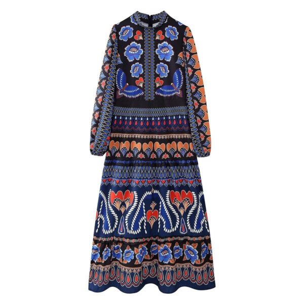 European And American Women's Clothing Printing Stitching Cake Dress - Image 4