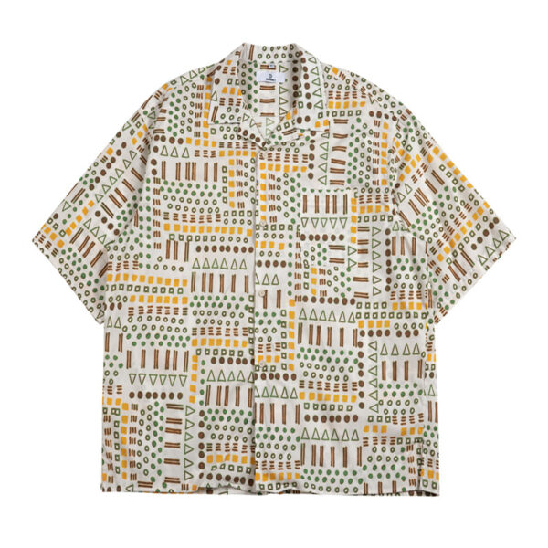 Retro Ethnic Print Short-sleeved Shirt For Men - Image 5